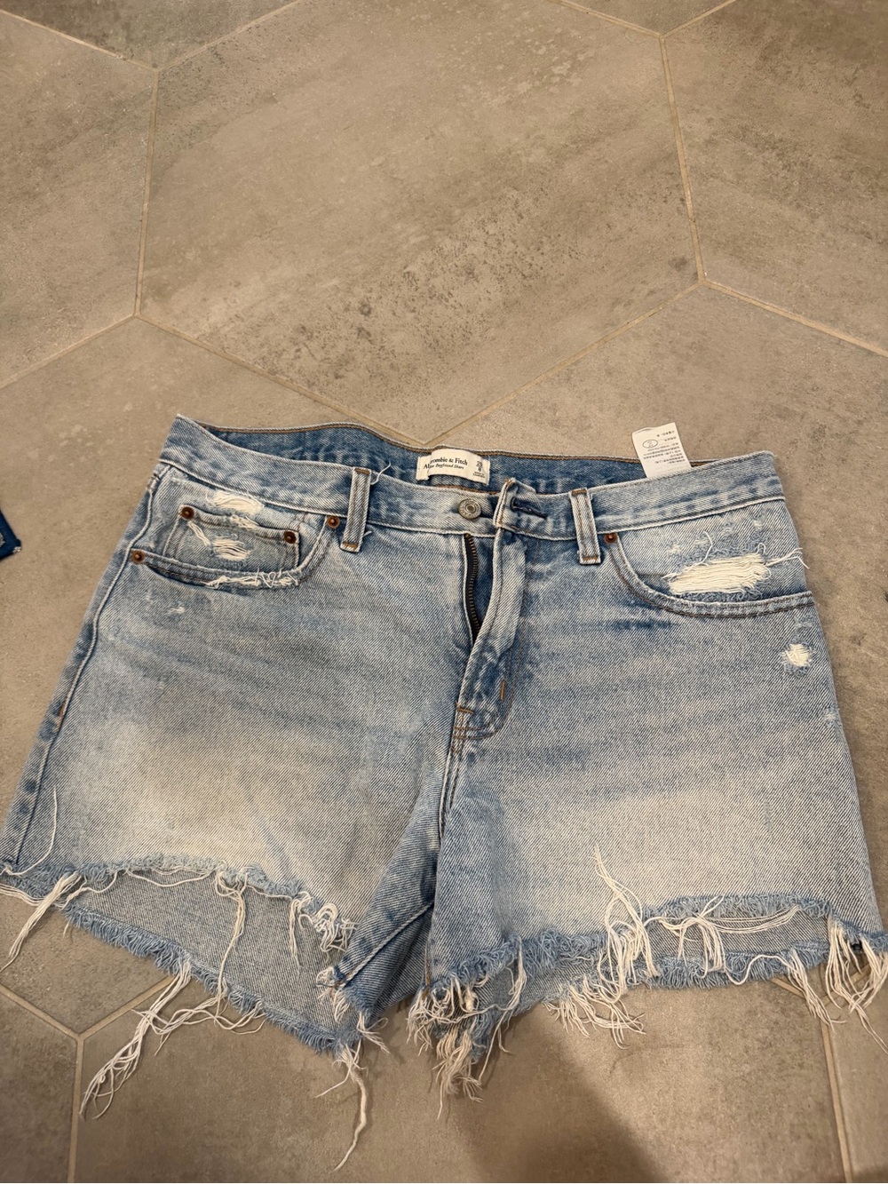 Abercrombie & Fitch Light Blue Distressed Denim Cutoff Shorts